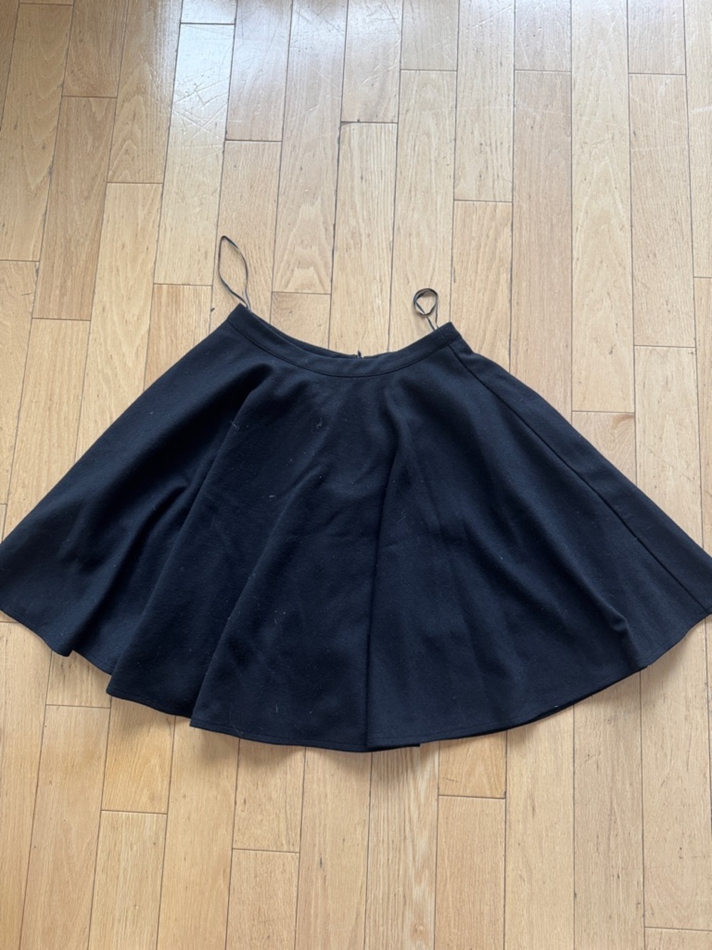 Black Wool Skater Skirt with Smooth Waistband